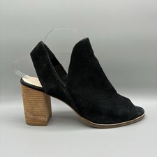 Cole Haan Callista Suede Sandals Women  s 10B Black Perforated Open Toe Heels
