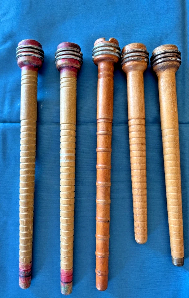 8 Vintage Wood Bobbins Spools Wooden Industrial Style Spindles - Image 3 of 3