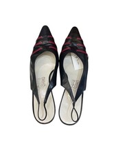 SALVATORE FERRAGAMO VINTAGE Leather Slingback Heels 7 cm 41