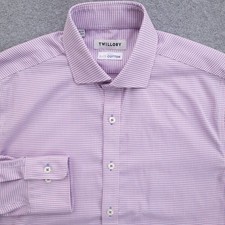 Twillory Dress Shirt Mens 15.5 32/33 Tailored Fit Non Iron Safe Cotton Check