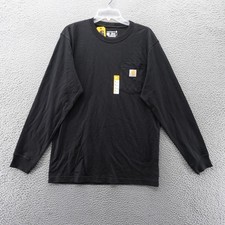 Carhartt Mens Small Black Heavyweight Long Sleeve Pocket T Shirt Loose Fit NEW