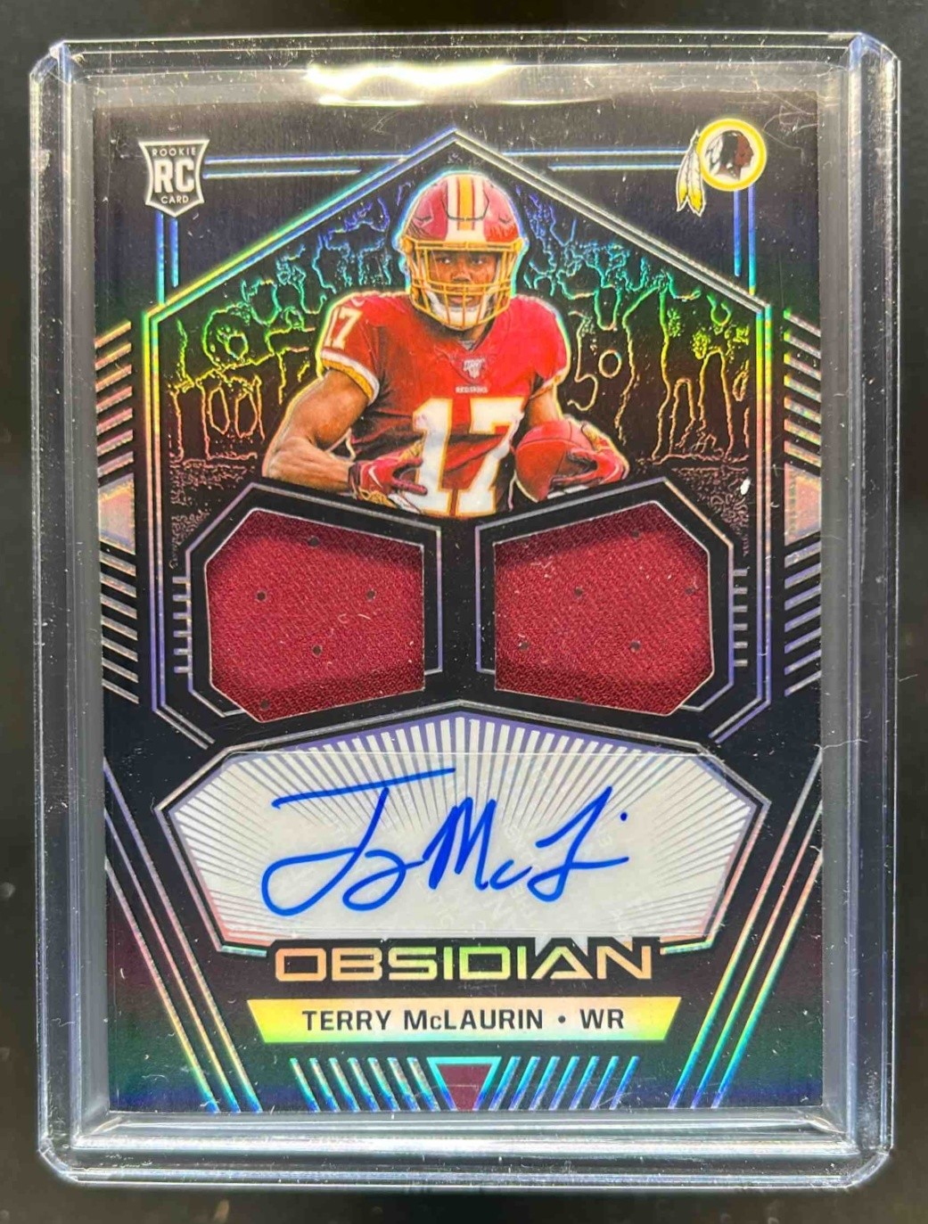 Terry McLaurin Panini Obsidian Rookie Jersey Ink #TML Electric Etch Red