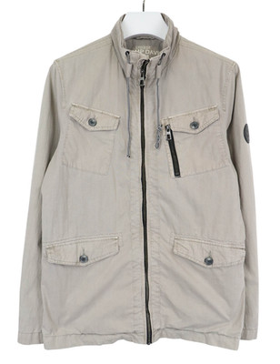 CAMP DAVID Jacket Men's MEDIUM Gray Multipocket Stand Collar Logo Drawstring