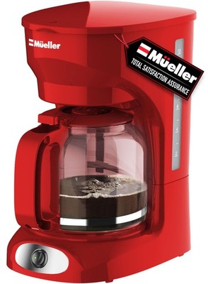 12-Cup Red Coffee Maker - Perfect for Home or Office, Borosilicate Carafe, Au...