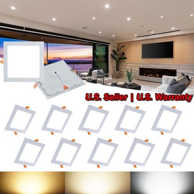 10 Pack 12W 6-Inch Square Cool White Canless LED Recessed Ceiling Wafer Light