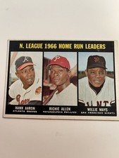 1967 Topps NL 66 HR LDRS Hank, Aaron Willie Mays, Ritchie Allen EX – MT. B55