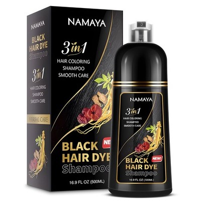 Black Hair Dye Shampoo 500ml | For Men & Women | 5 Min Herbal Color