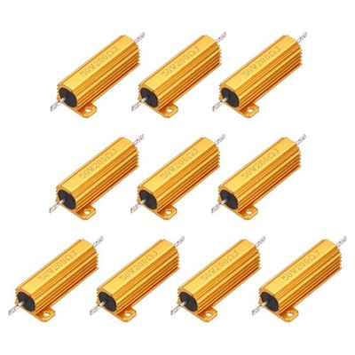 10 Stück 50W 200 Ohm 5% Alu-Widerstand, Schraubtyp Chassis, Gold