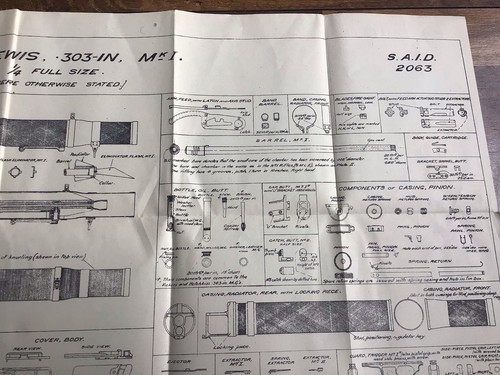 WW2 Lewis .303 MK1 Machine Gun - Vintage Technical Drawing / Print - Imagen 3 de 3