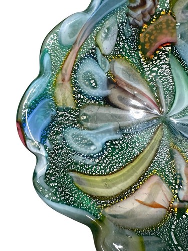 Large Murano Glass Tutti Frutti Avem MCM Bowl Italy 1950s Vintage Green Base - Picture 3 of 11
