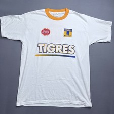 Vintage 90s Tigres UANL Carta Blanca Beer Sponsor Ringer Shirt XL Mexico Soccer