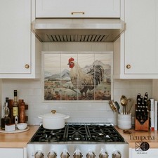 Farm rooster tiles backsplash, farmhouse tiles, rustic tile decor with rooster