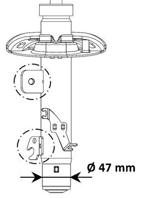 Amortisseur KYB 3338053 jambe de suspension haut rendement acier 47mm
