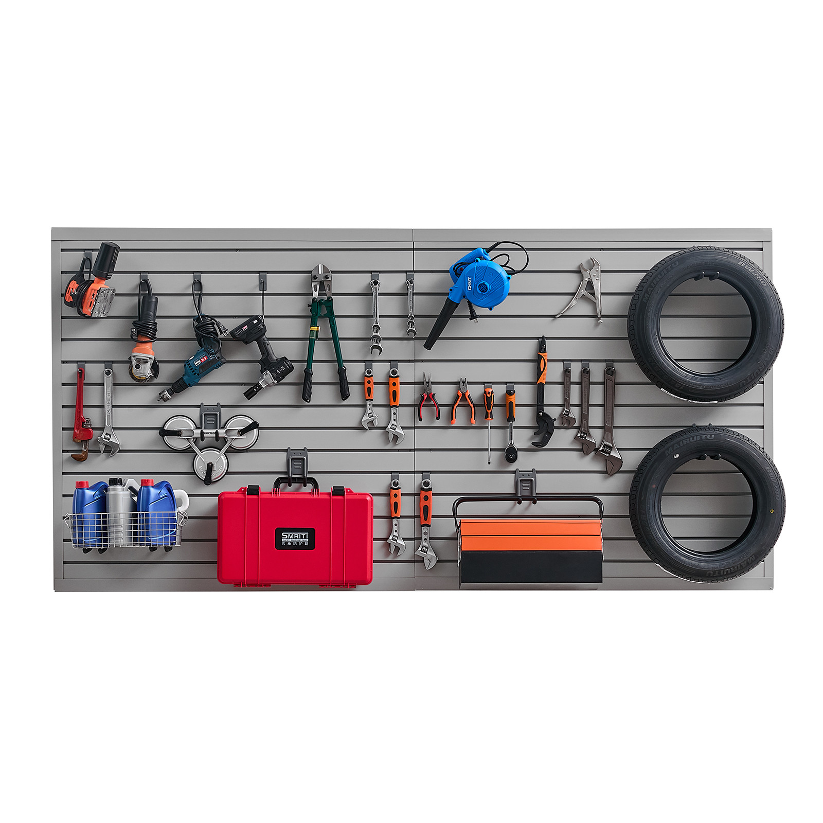 VEVOR 8 x 4 ft Slat Wall Paneling PVC Grey Garage Slatwall with Modular Design