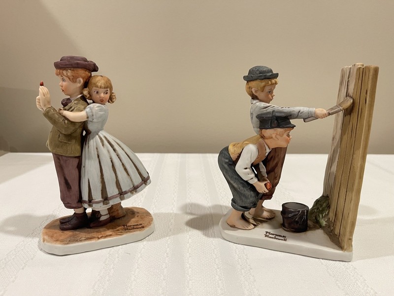 Norman Rockwell Whitewash and Lost in Cave Figurines
