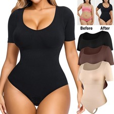 Plus Size Bodysuit for Women Tummy Control Body Shaper Slimming Thong Body Suits