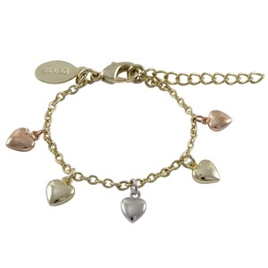 Gold Plated Tri Color Flat Hearts Toddler S Kids Charm Bracelet Image Is Loading Gold Plated Tri Color Flat Hearts Toddler S
