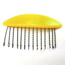 2229 VINTAGE LUCITE YELLOW OVAL BARRETTE/COMB 2 5/8" COMB TEETH HAND TWISTED
