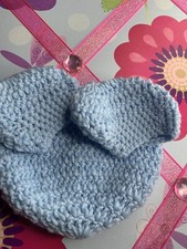 Handmade Blue Crocheted Baby Beanie  Booties - Newborn Infant Gift