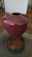   Vtg Jaru Plum Burgundy Pottery Vase 1981 Postmodern Art Deco
