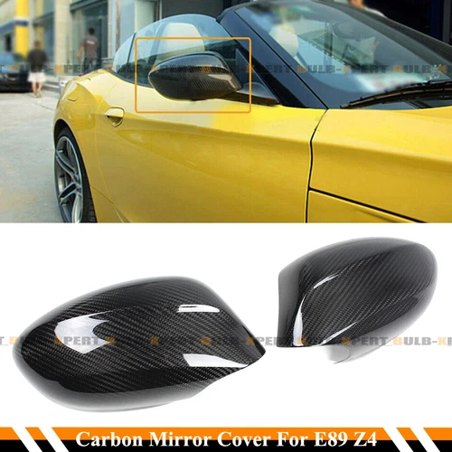 FOR 2009-2016 BWM Z4 E89 REAL CARBON FIBER ADD-ON STYLE SIDE MIRROR COVER CAP