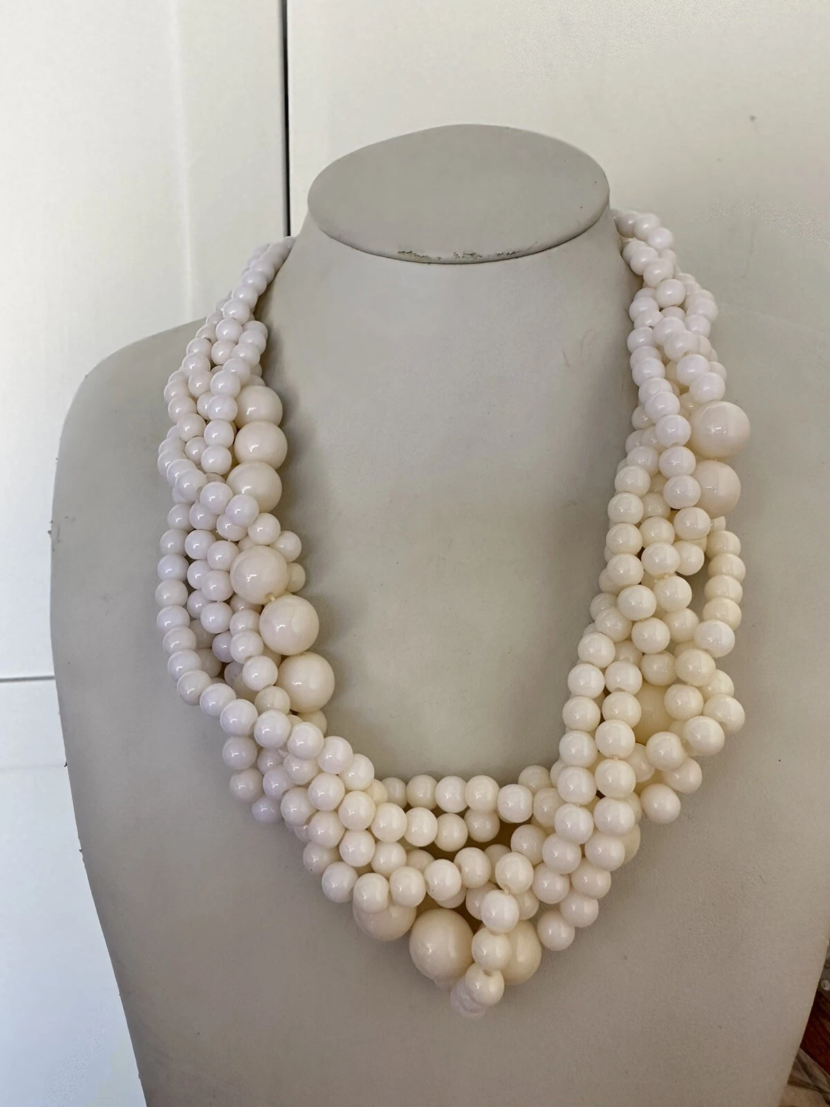 OFF WHITE Collana con perline bianche Baublebar 16 17"" bianco sporco filo multitorto