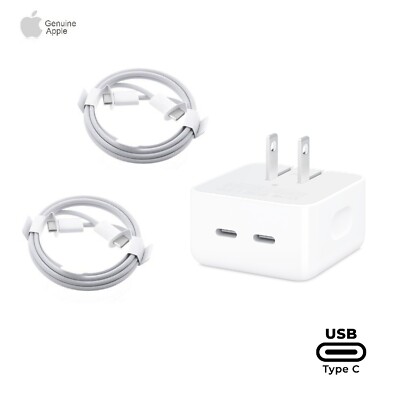 35W Dual USB-C Power Adapter with 60W Type C Charge Cables (1m