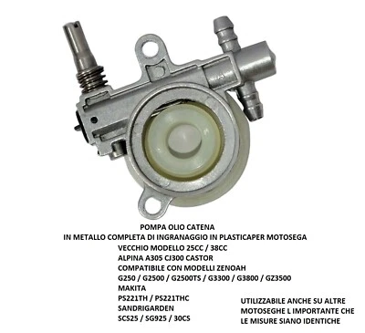 POMPA OLIO CATENA COMMERCIALE POMPA OLIO CATENA VITE SENZA FINE POMPETTA MOTOSEGA PR 270 25 cc 883 OX CJ300