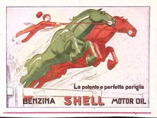 Benzina SHELL Motor Oil Perfect Pair Art Deco Iron Horses Booklet COVER ONLY
