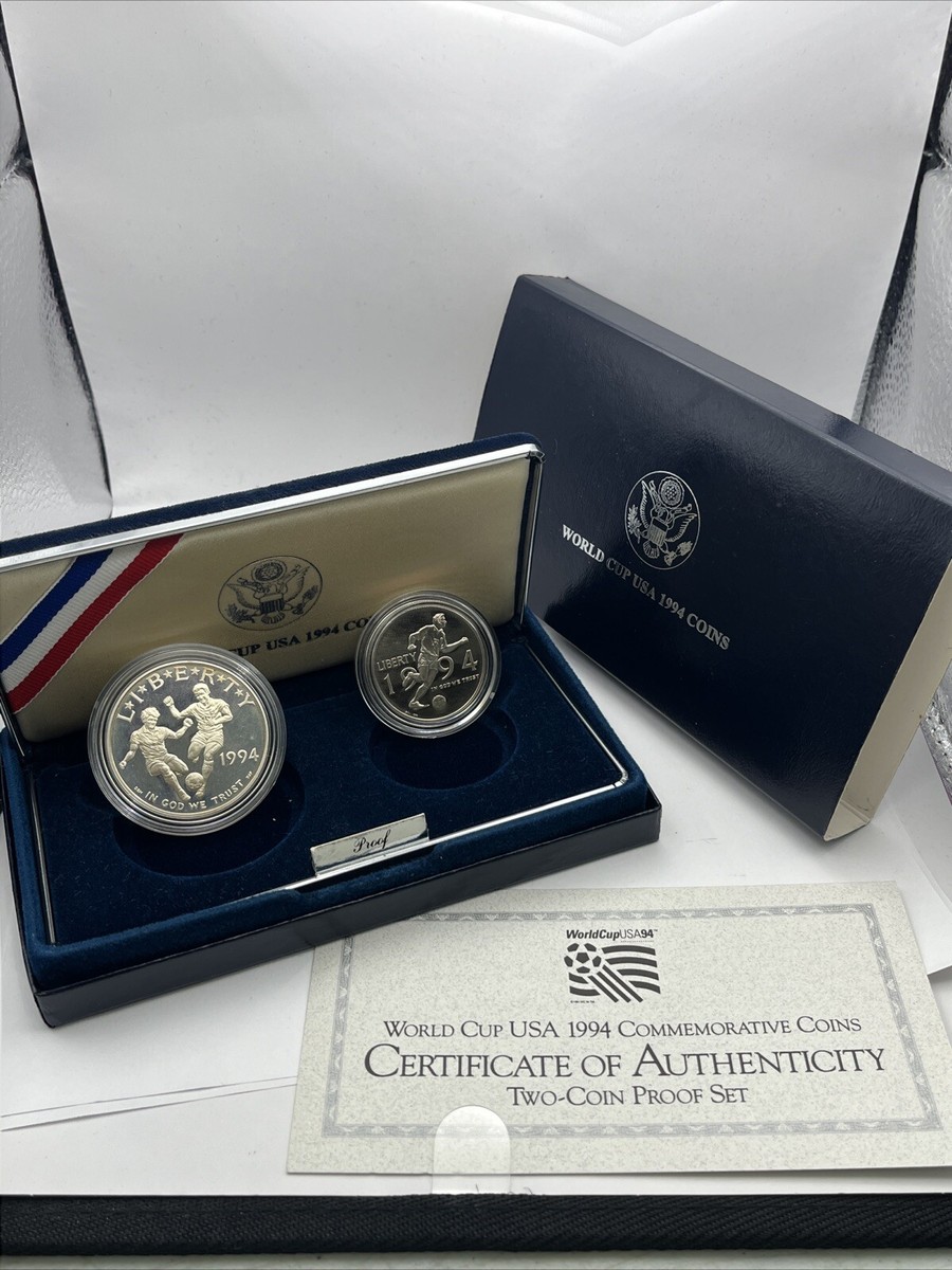 1994 World Cup USA Dollar & Half Dollar Commemorative 2 Coin Proof