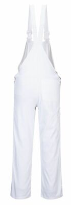 Portwest S810 Bolton White Cotton Painters Bib Overalls with Knee Pad Pockets