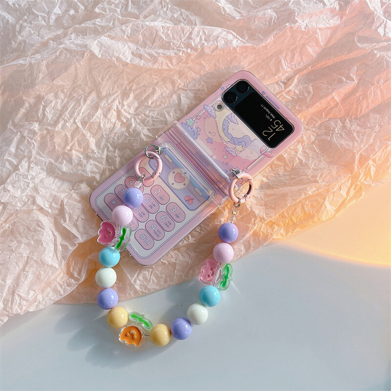 Samsung Z Flip 6 5 4 Foldable Cute Cartoon Chain Pattern Phone Case