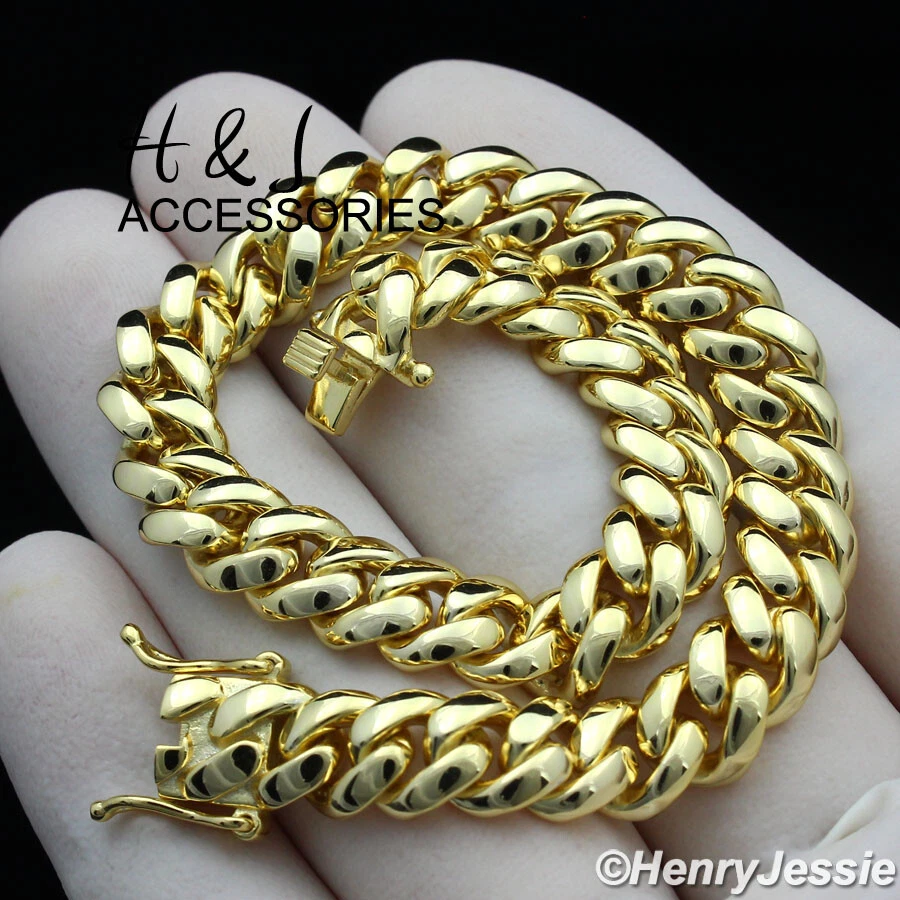 7 «-8» мужчин 925 пробы 7 мм золото покрытием Майами кубинский обочины браслет * GB3 - Изображение 2 из 4