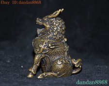 China bronze Feng Shui kylin Kirin Chi-Lin Kilin Statue Incense burner Censer