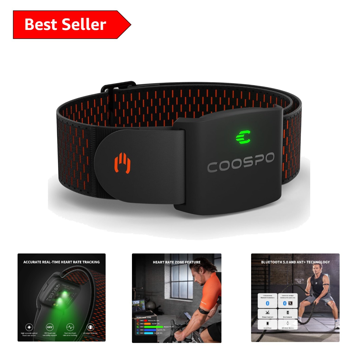Bluetooth 5.0 Optical HRM Armband - Accurate Heart Rate & Calorie Tracker