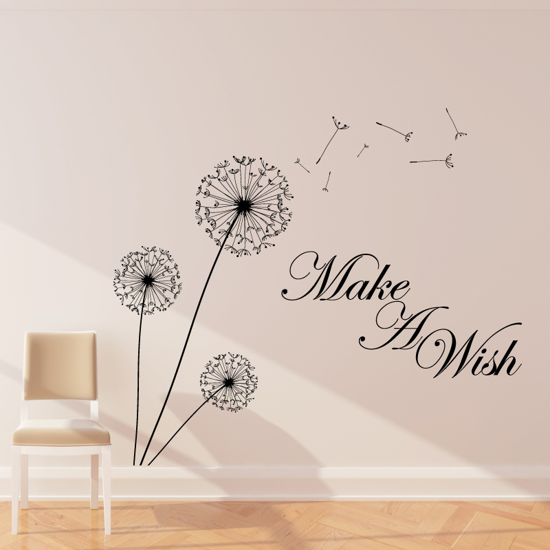 Dandelion wall sticker art decal make a wish flower decor