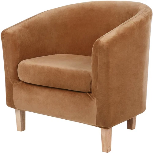 Stretch Velvet Tub Chair Covers Armchair Slipcovers Single Sofa Split Seat Cover - Picture 13 of 33