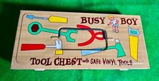 Vintage Ohio Art BUSY BOY TOOL CHEST w/Safe Vinyl Tools Complete 6 Tool-ORIGINAL