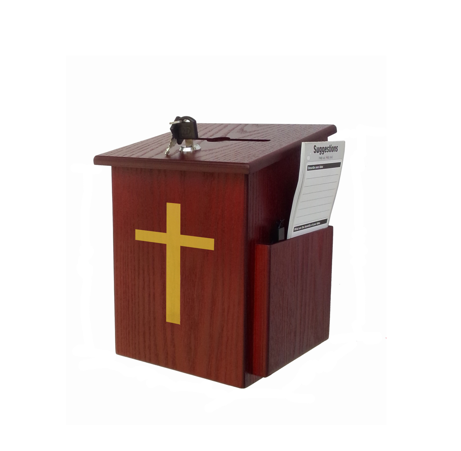 Wood Church Collection Tithing Donation Fundraising Prayer Box Gold ...