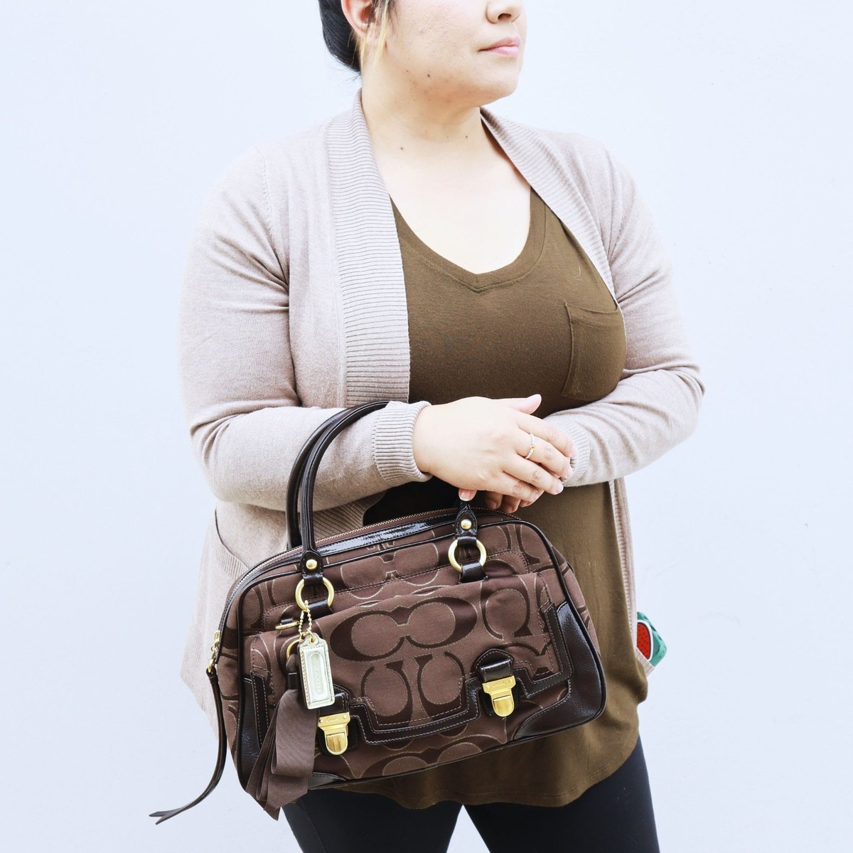 バッグ Coach Signature Brown Mini Satchel Bag COACH Signature Brown Mini Satchel Bag | eBay