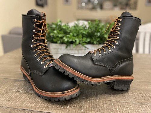 Red Wing 218 Logger Black Leather Boots 