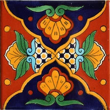 6" x 6" 4 pcs TalaMex Zarza Talavera Mexican Tile