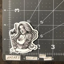 Small Sexy Girl W/ Handgun Sticker For Hard Hat Phone Toolbox Guitar Ect. Mat88