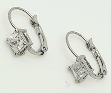 E001 Square shape 6mm Clear Cubic Zirconia French Hook stud fashion Earrings