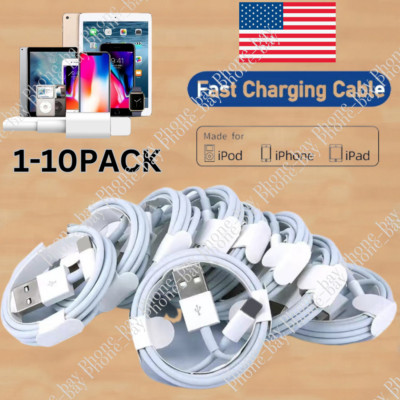 USB Fast Charger Cable Charging Cords 3/6FT For iPhone 7 8 6 XR 11 12 13 14 LOT