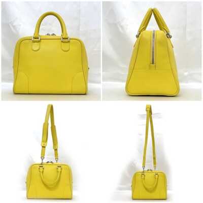 LOEWE 2way bag Amazona 75 f-22917 Yellow Anagram 301.30.L.03 Good