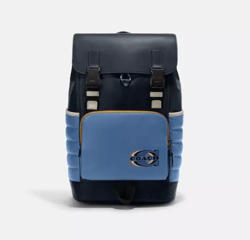 Light blue coach backpack sale