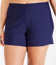 Island Escape Women's Plus Size 18W Full Coverage Swim Shorts Navy, MSRP 45