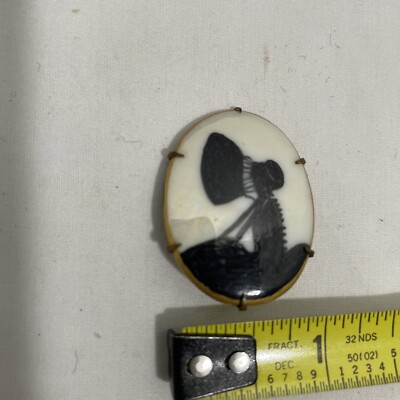 VTG Victorian Cameo Hand Painted Porcelain Unsure Of Subject Child In Bonnet/ ?