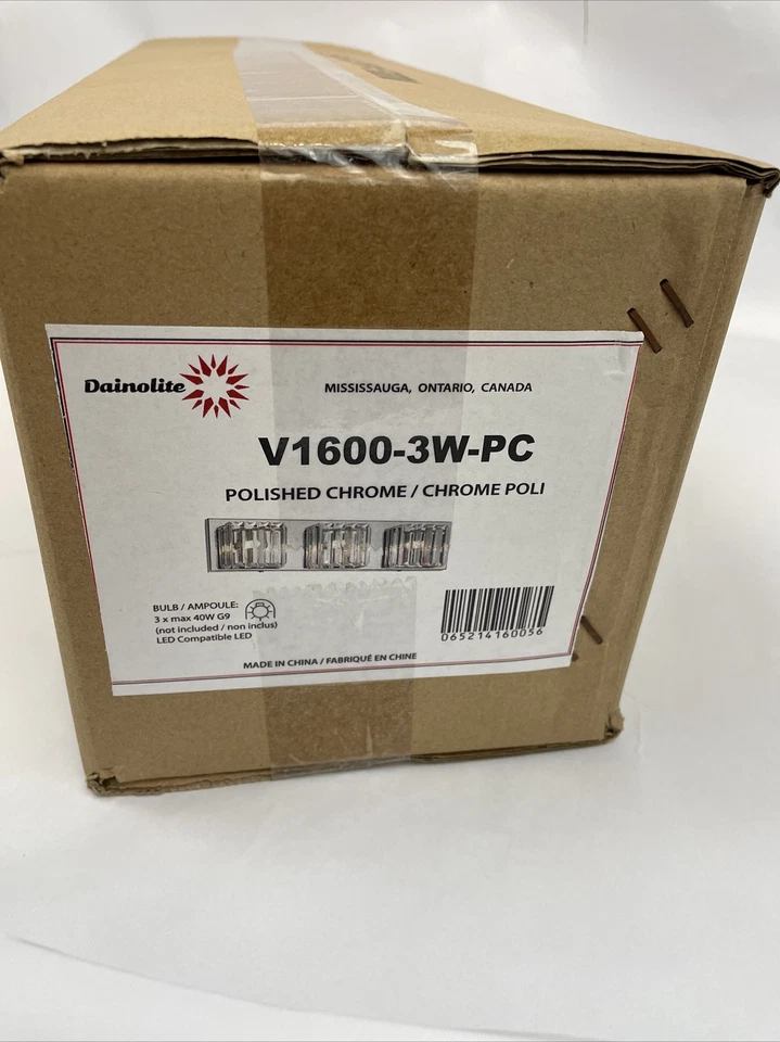 Tocador Dainolite Cromo 19" 3 Lámparas Plateado Pulido Luz Baño Foto 3 de 4